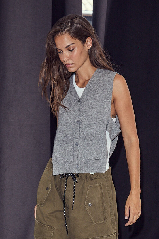 Duke Cut strikvest – Grey Melange
